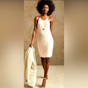BANANA REPUBLIC Crochet Midi Dress Size Medium Ivory White NEW Beach Coastal